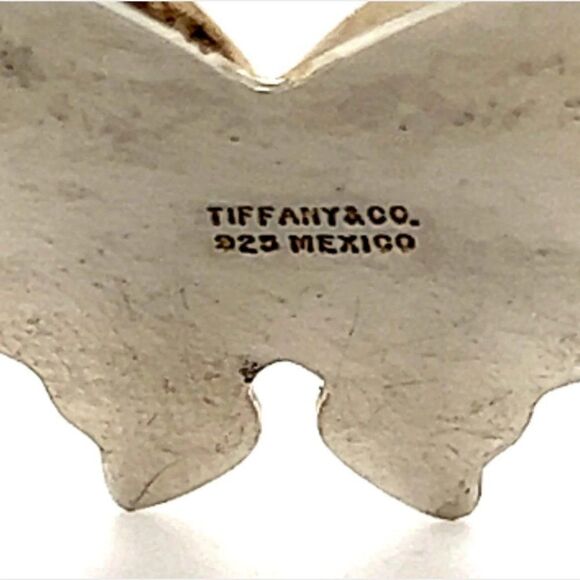 Tiffany & Co Estate Puffed Butterfly Brooch Pin Sterling Silver TIF516 - Picture 9 of 10